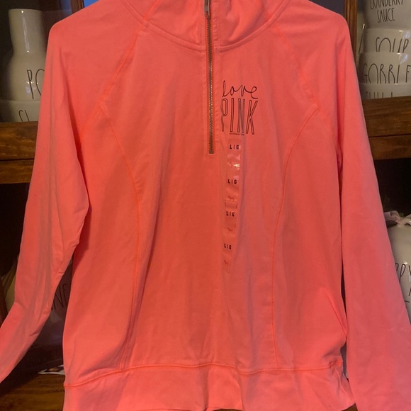 Size large womens pink Victoria secret quarter zip shirt - Picture 1 of 7